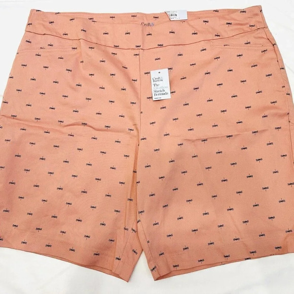 NWT CROFT & BARROW Women High Rise Dragonfly Bermuda Shorts Plus Sz 26W Regular - Picture 1 of 5